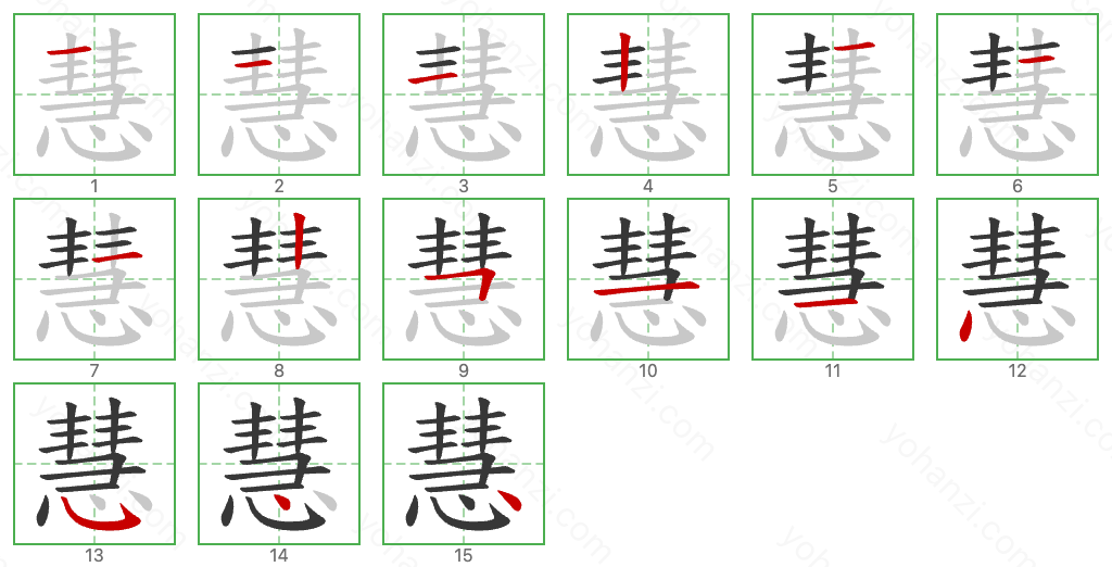 慧 Stroke Order Diagrams