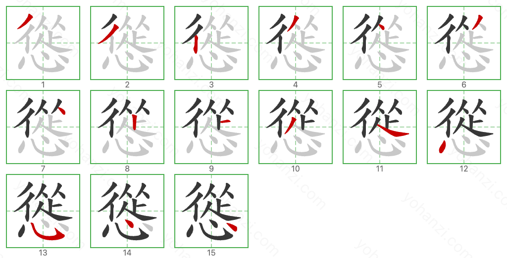 慫 Stroke Order Diagrams