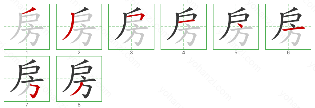 房 Stroke Order Diagrams