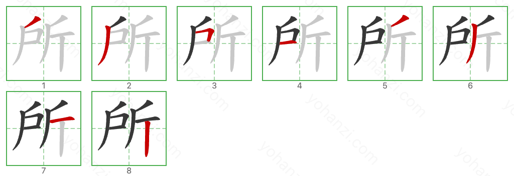 所 Stroke Order Diagrams