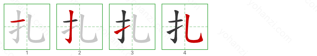 扎 Stroke Order Diagrams