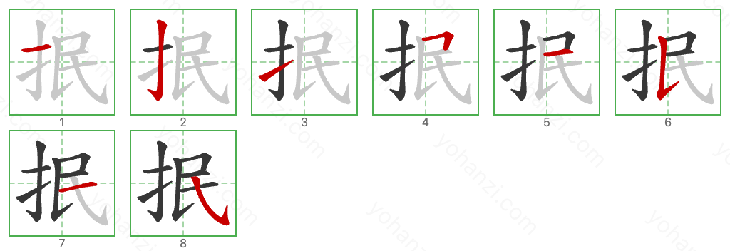 抿 Stroke Order Diagrams