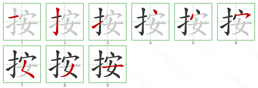 按 Stroke Order Diagrams