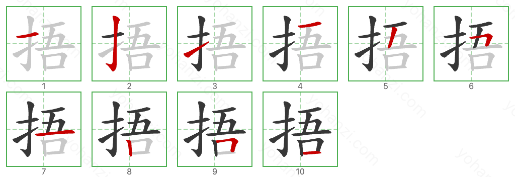 捂 Stroke Order Diagrams