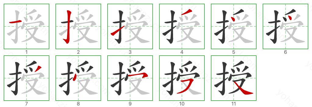 授 Stroke Order Diagrams