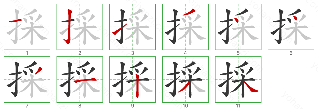 採 Stroke Order Diagrams