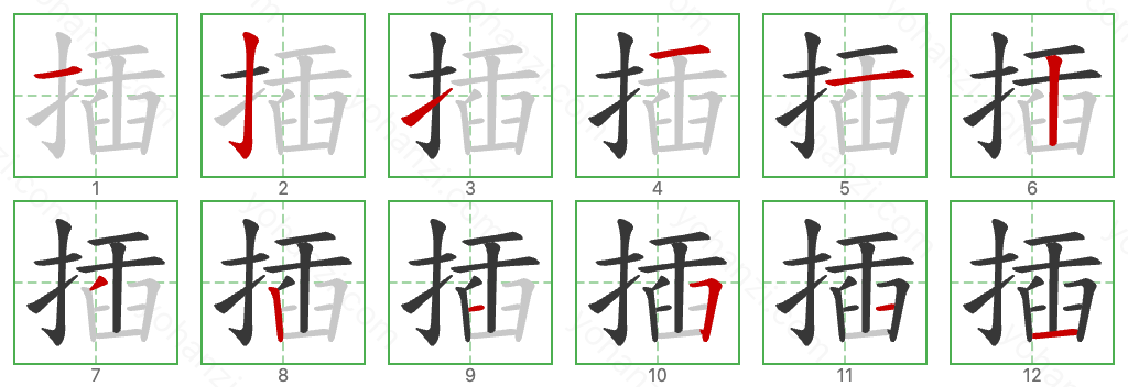 插 Stroke Order Diagrams