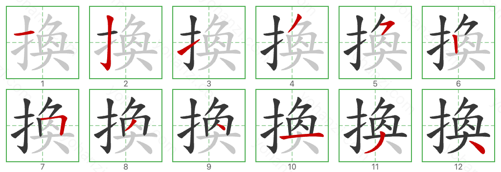 換 Stroke Order Diagrams