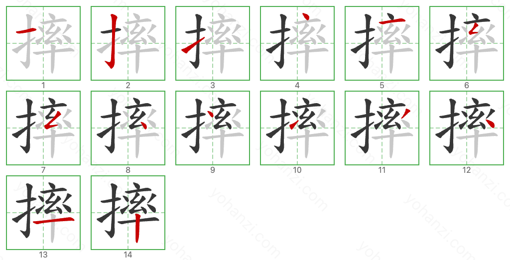 摔 Stroke Order Diagrams