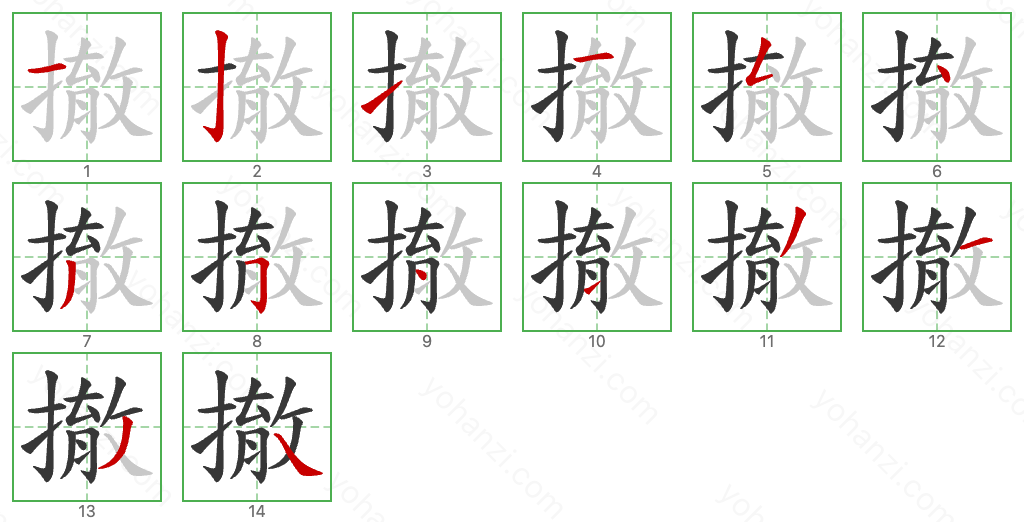 撤 Stroke Order Diagrams