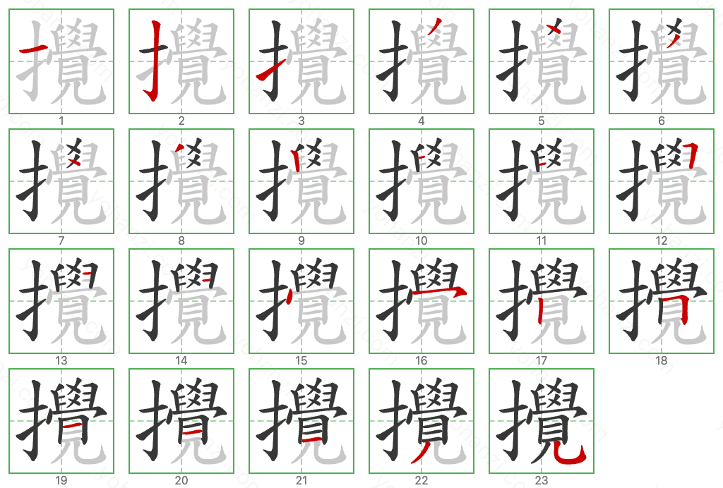 攪 Stroke Order Diagrams