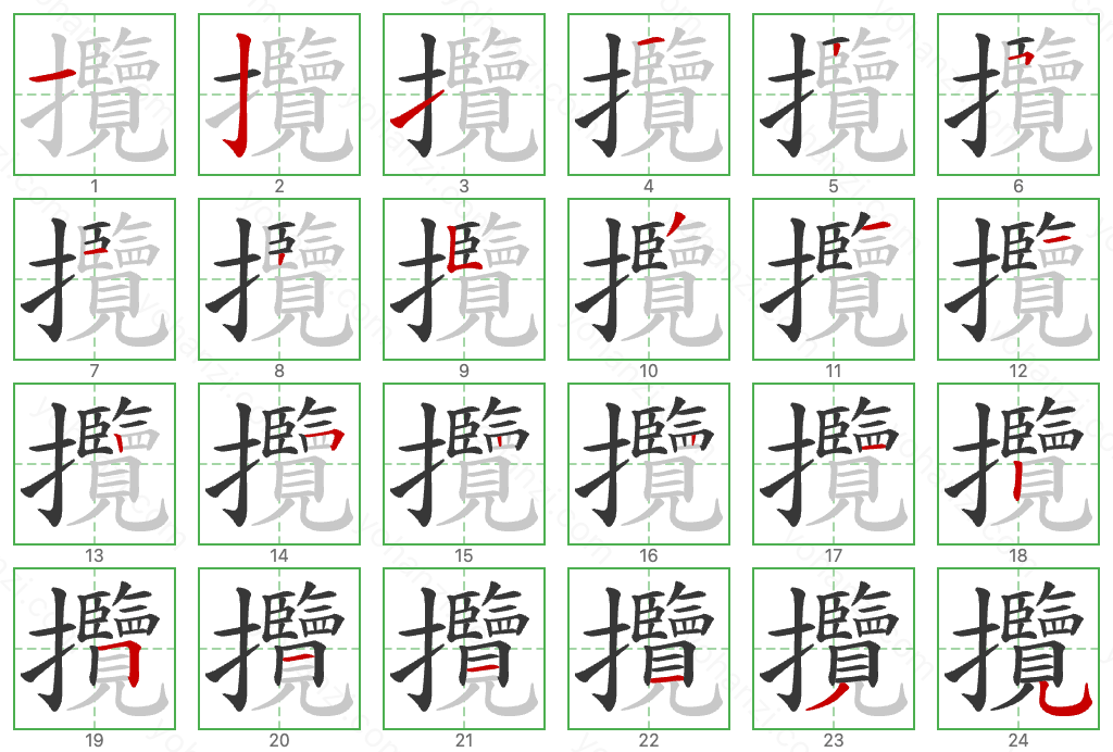 攬 Stroke Order Diagrams