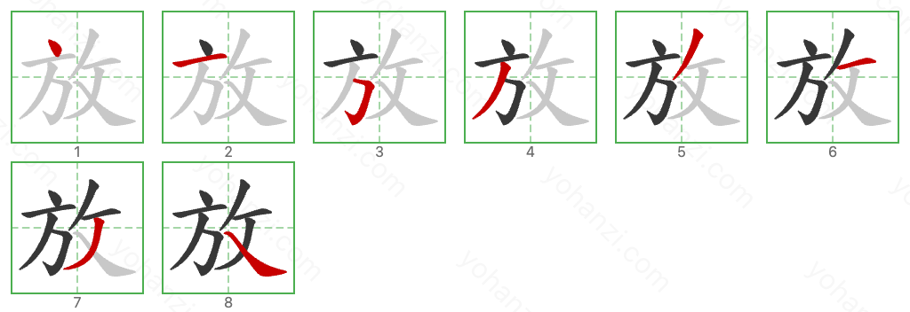 放 Stroke Order Diagrams