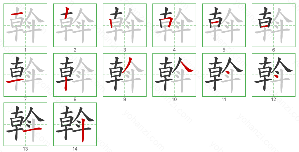 斡 Stroke Order Diagrams