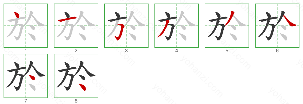 於 Stroke Order Diagrams