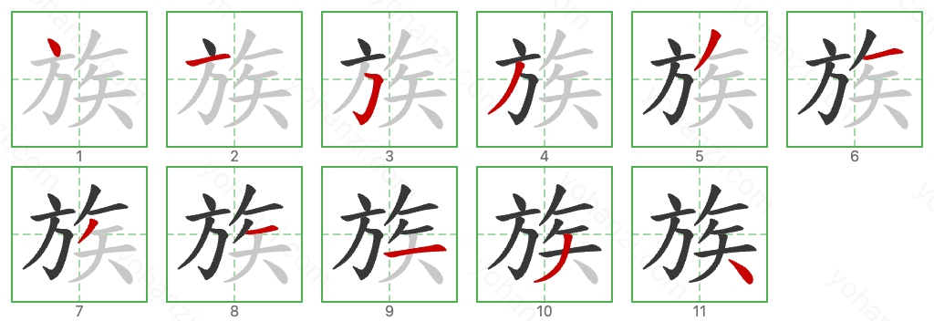 族 Stroke Order Diagrams