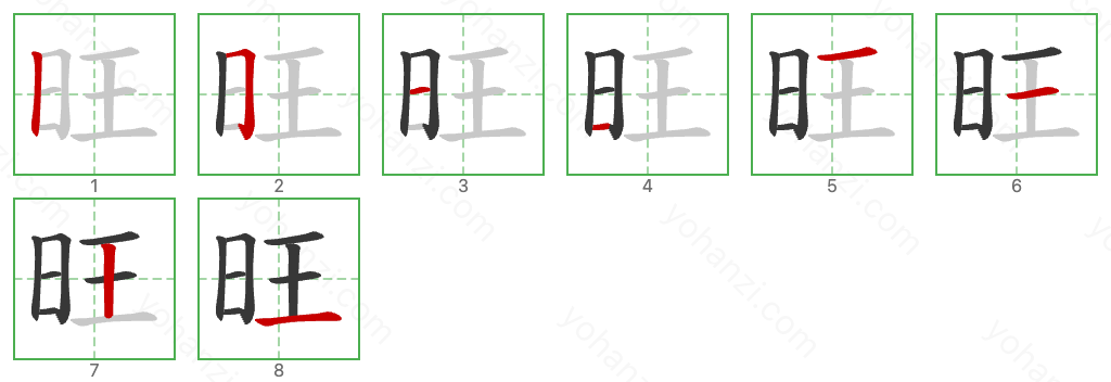 旺 Stroke Order Diagrams