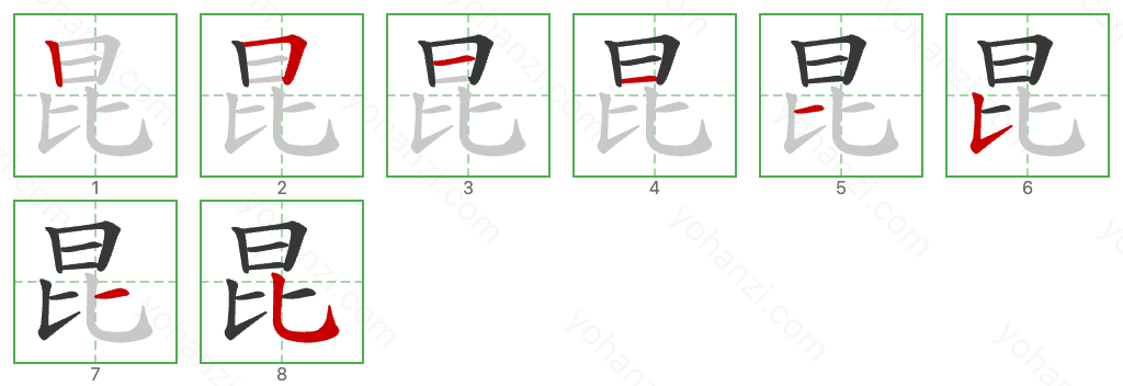 昆 Stroke Order Diagrams