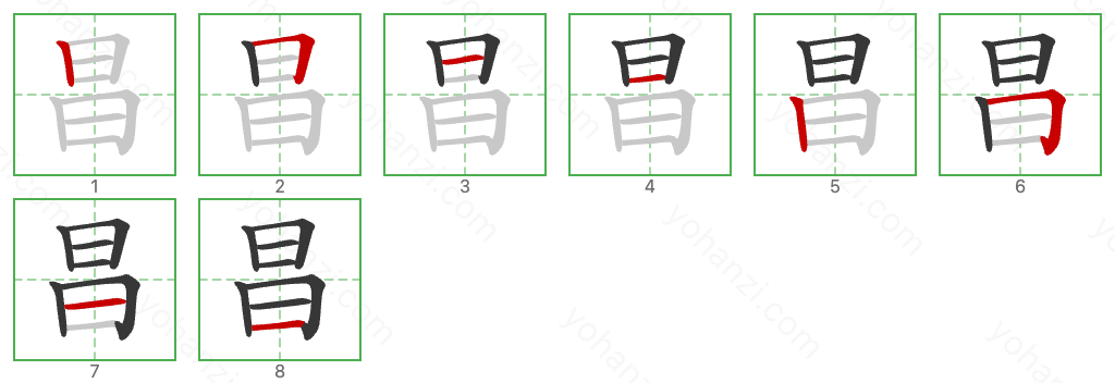 昌 Stroke Order Diagrams