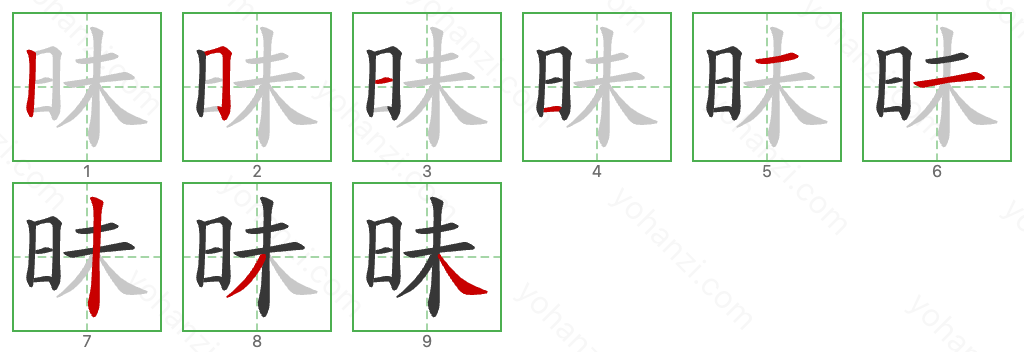 昧 Stroke Order Diagrams