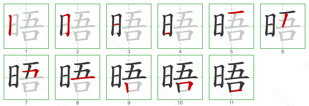 晤 Stroke Order Diagrams