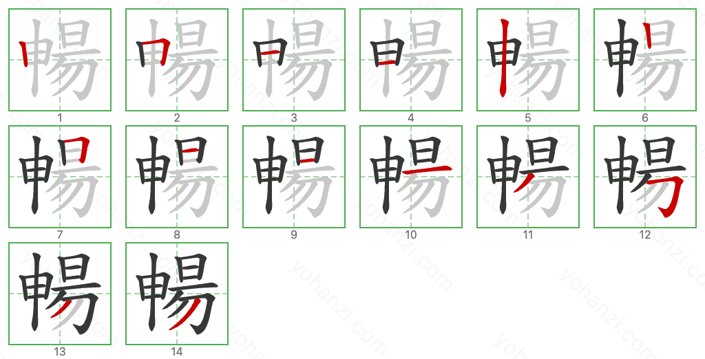 暢 Stroke Order Diagrams