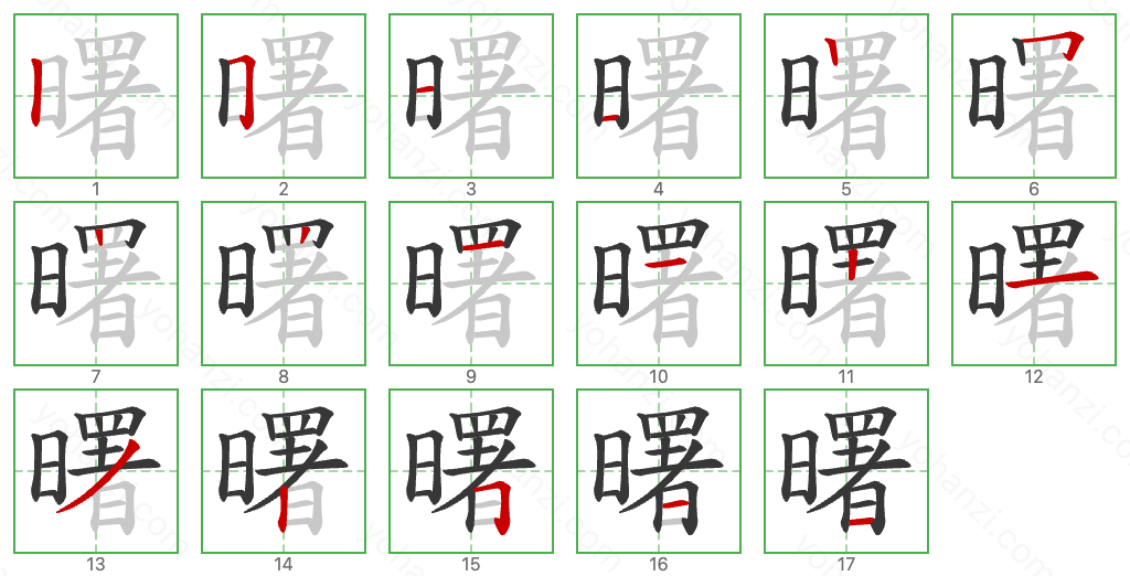 曙 Stroke Order Diagrams