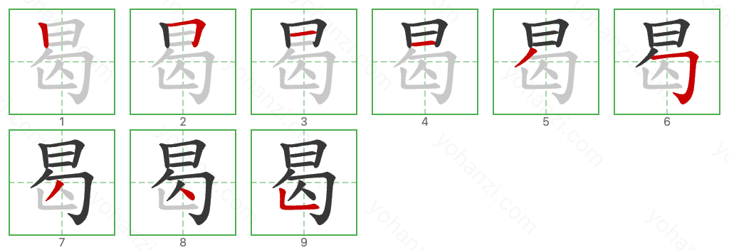 曷 Stroke Order Diagrams