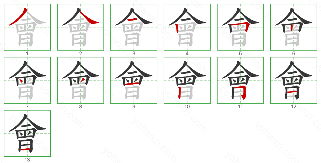 會 Stroke Order Diagrams