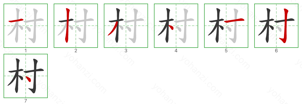 村 Stroke Order Diagrams