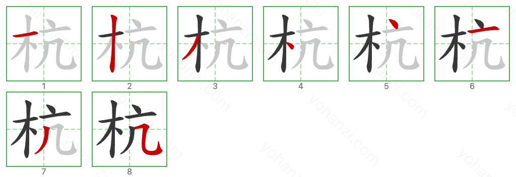 杭 Stroke Order Diagrams