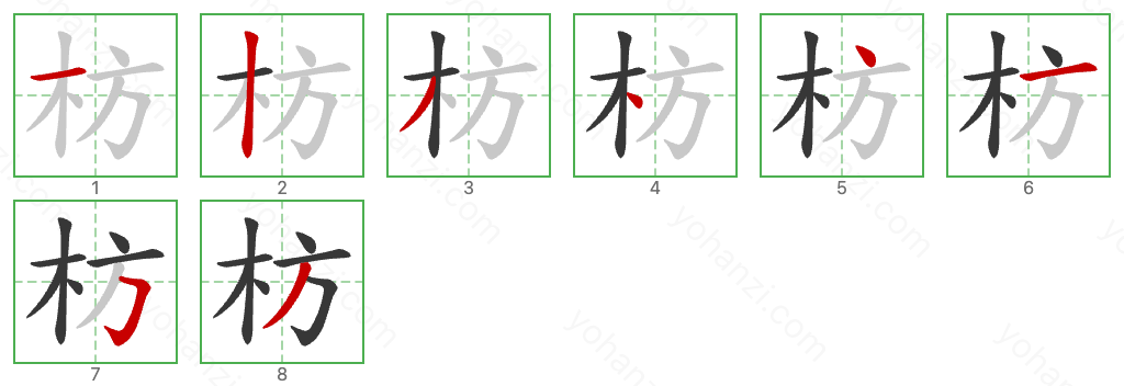 枋 Stroke Order Diagrams