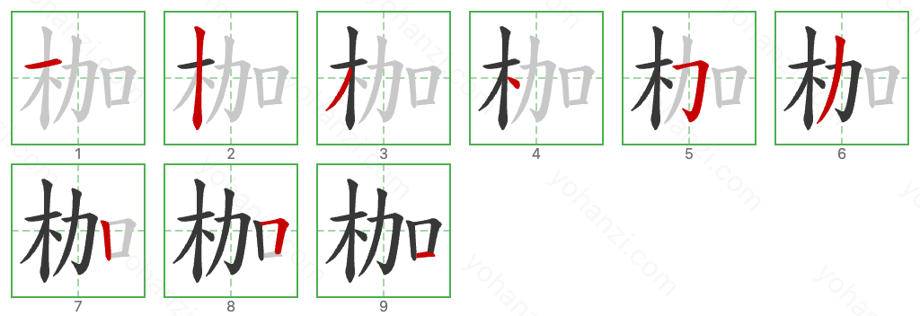 枷 Stroke Order Diagrams