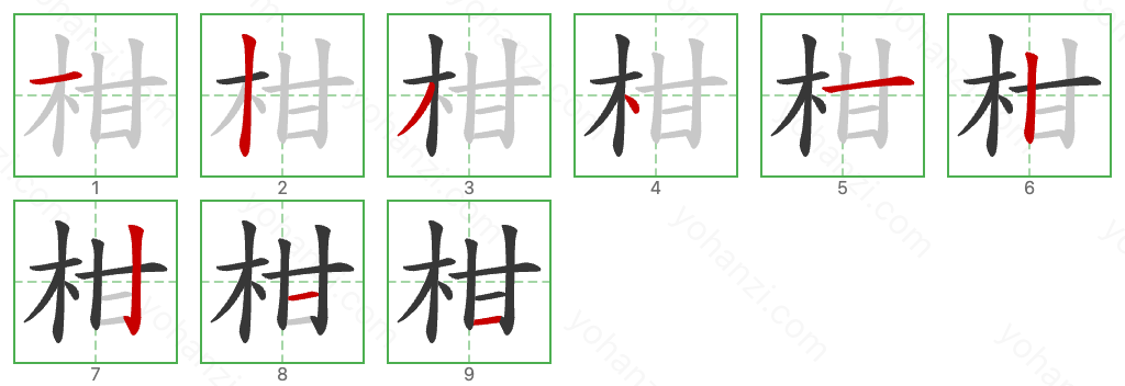 柑 Stroke Order Diagrams