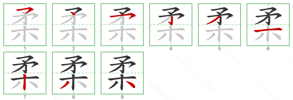 柔 Stroke Order Diagrams