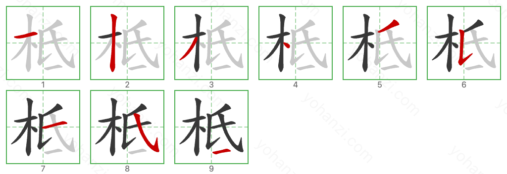 柢 Stroke Order Diagrams