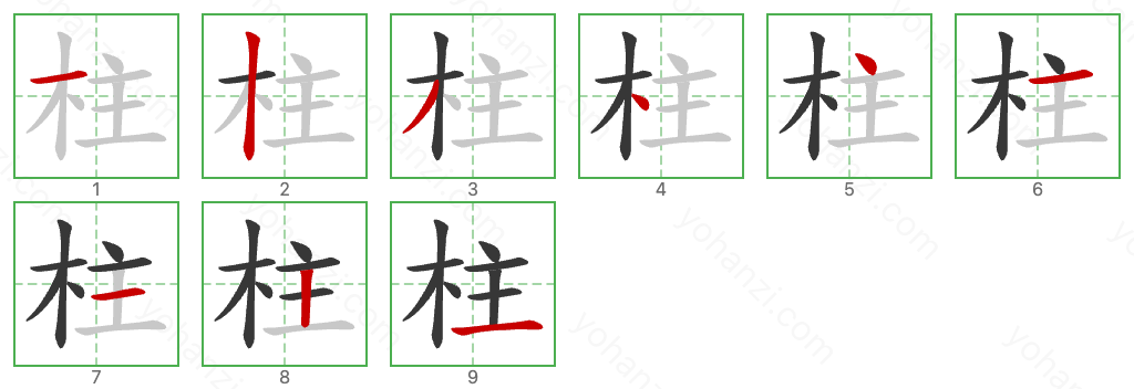 柱 Stroke Order Diagrams