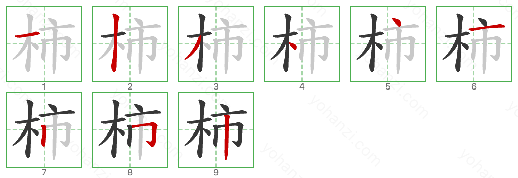 柿 Stroke Order Diagrams