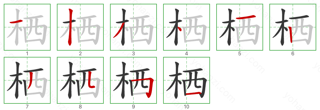 栖 Stroke Order Diagrams