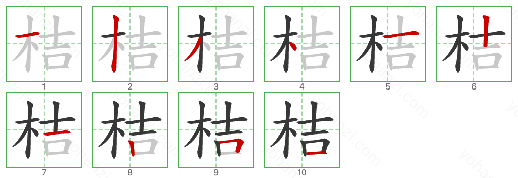 桔 Stroke Order Diagrams