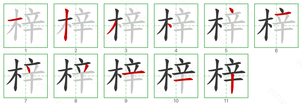 梓 Stroke Order Diagrams