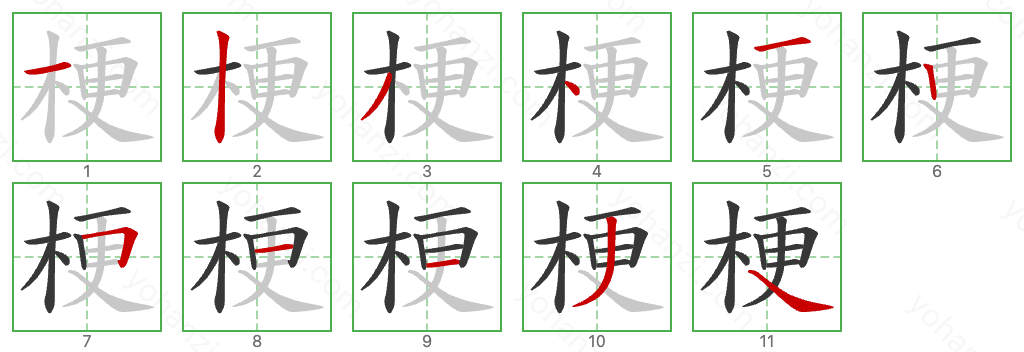 梗 Stroke Order Diagrams