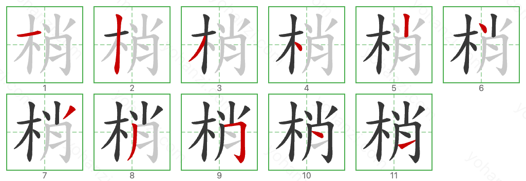 梢 Stroke Order Diagrams