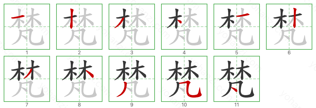 梵 Stroke Order Diagrams