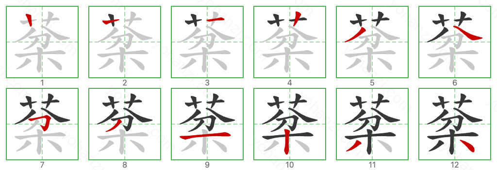 棻 Stroke Order Diagrams