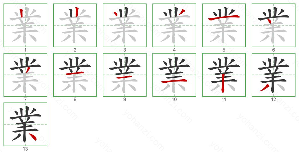 業 Stroke Order Diagrams