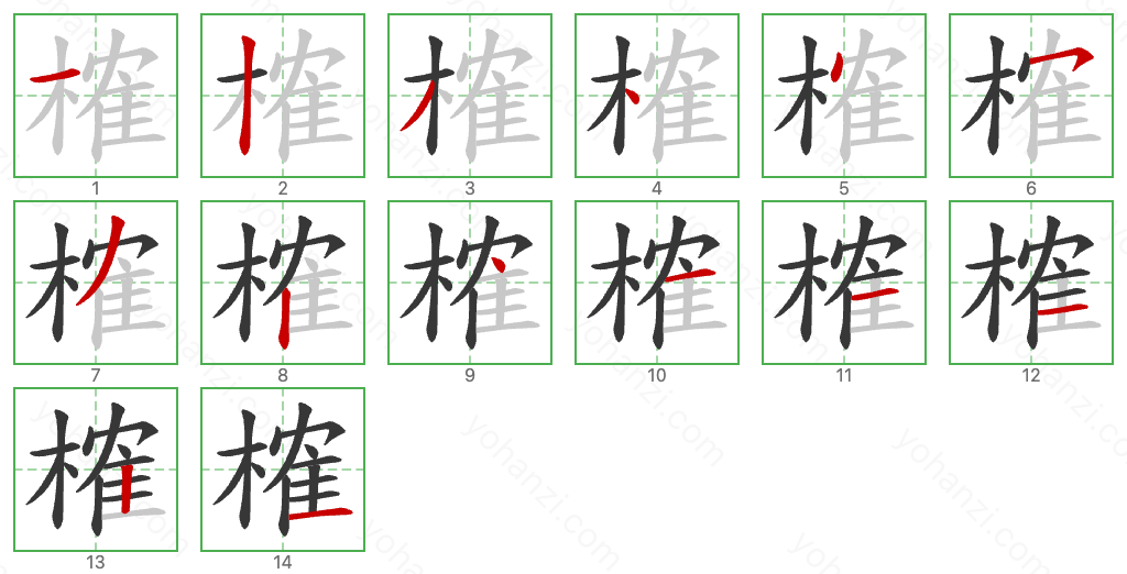 榷 Stroke Order Diagrams