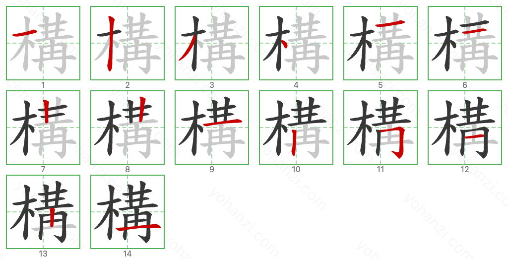 構 Stroke Order Diagrams