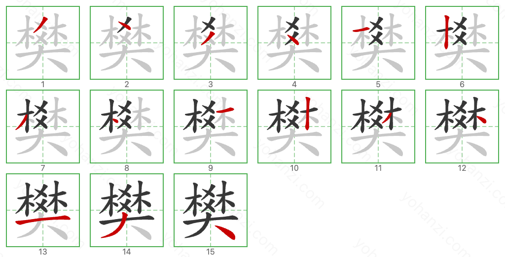 樊 Stroke Order Diagrams