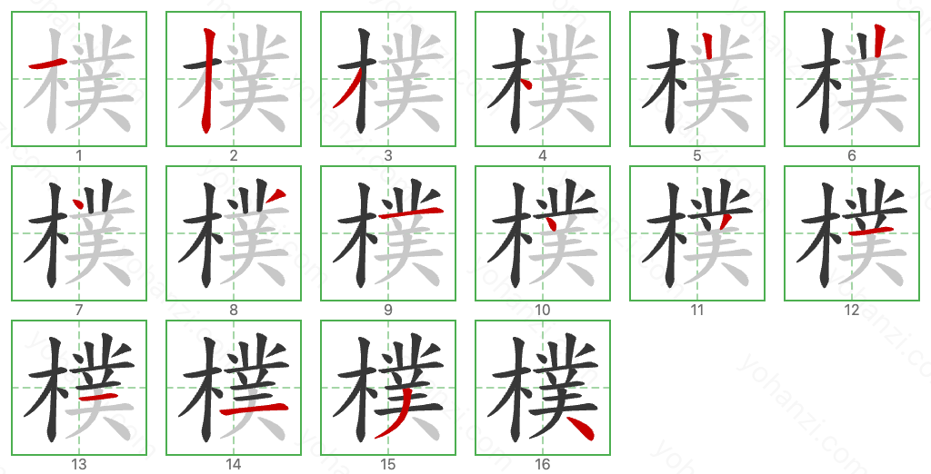 樸 Stroke Order Diagrams